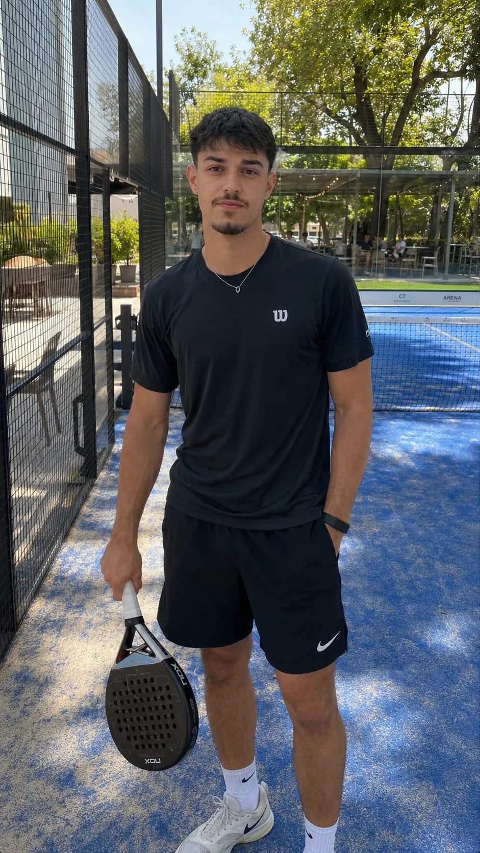 AI dating photo — padel court on the weekend